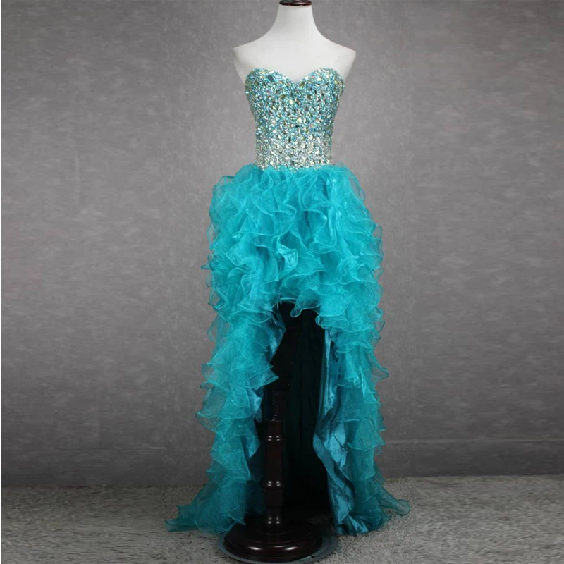 Women's Formal Evening Dresses 2017 Strapless Beading Crystal Sequined A-Line Tulle Floor-Length Gown Vestido De Fiesta | Свадьбы и