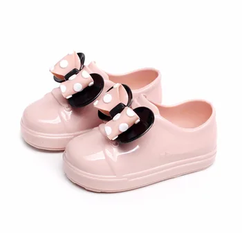 

Mini Melissa No Shoelace Bow For Mini Kids Sports Shoes 2020 Melissa Spring Wave Point Bow Flat Slip-on Girl Sandal