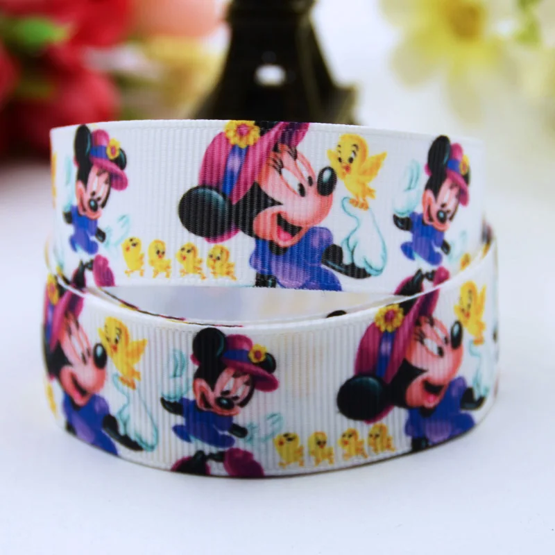 

7/8'' (22mm) Mickey Minnie Cartoon Character printed Grosgrain Ribbon party decoration satin ribbons OEM 10 Yards X-00630
