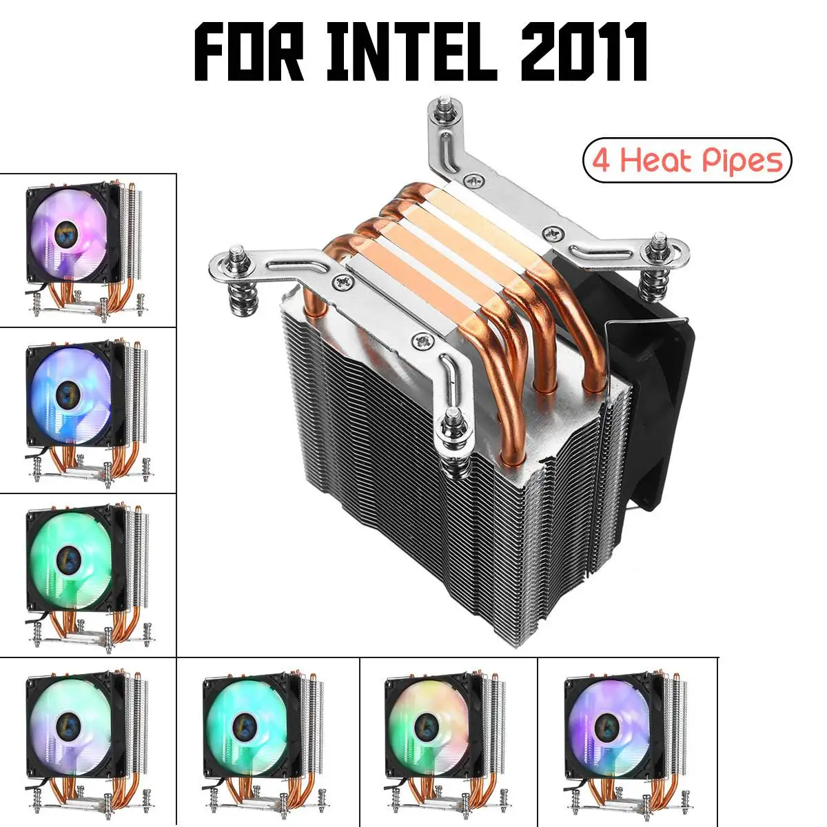 CPU Cooler Fan 4 Copper Heatpipes for Aurora Light Cooling Fan 90mm with RGB for Intel LGA 2011 CPU Cooler Heatsink Radiator