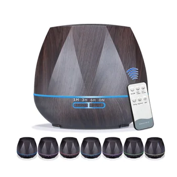 

550ML Aromatherapy Essential Oil Diffuser Aroma Air Humidifier With Wood Grain Remote Control 7 Color LED Lights For Home Office