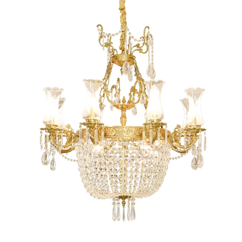 

Phube Lighting French Style Copper Chandeliers Villa Chandeliers Crystal Chandelier Lustre Light Lighting Free Shipping