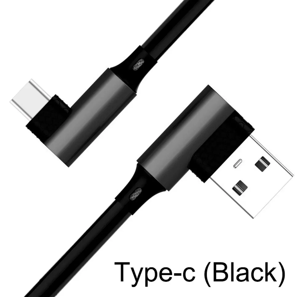 Dual 90-degree Angled Head Type-c USB Data 1m Mobile Phone Play Games Elbow Charging Line Fast Charging 5V 2.5A Copper Header (12)