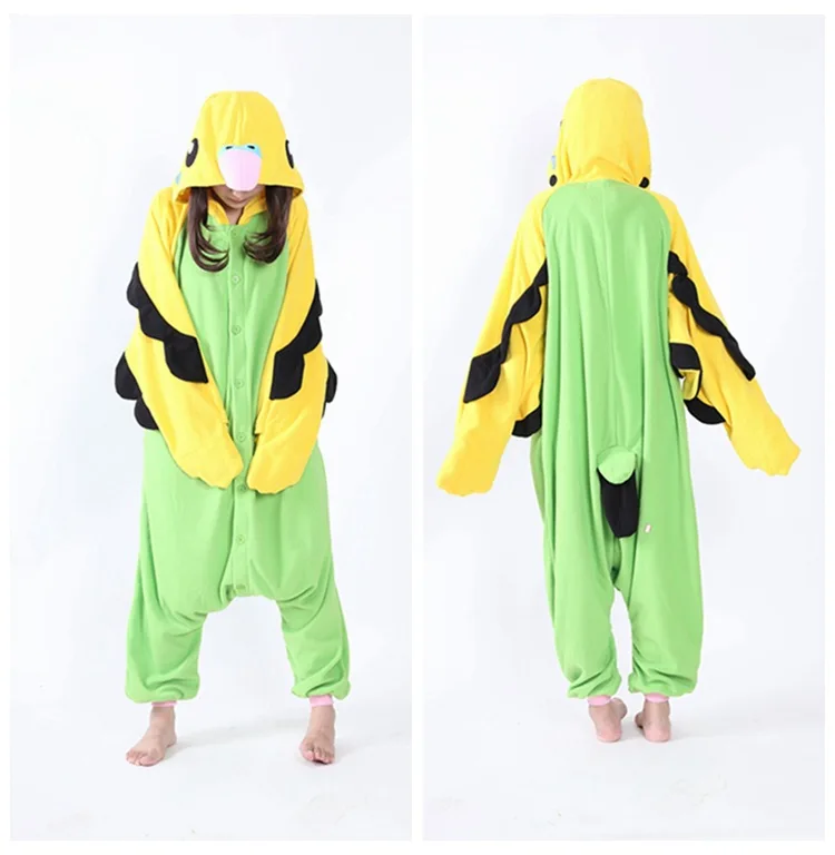 

blue green parrot Kigurumi Onesies Cosplay Costumes 2019 Shark women Hooded animal cartoon pajamas monokuma Kigurumi Jumpsuits