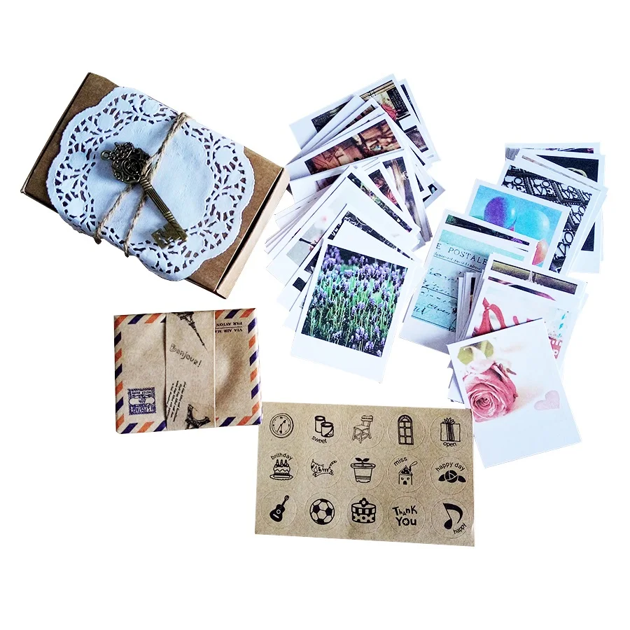 60 шт./лот винтажная романтическая открытка конверт с печатью наклейки милый набор карт мини-открытка крафт-конверт модный подарок