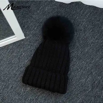 

Brand Women Spring Winter Hats Beanies Knitted Cap Crochet Hat Rabbit Fur Pompons Ear Protect Casual Cap Chapeu Feminino 2017