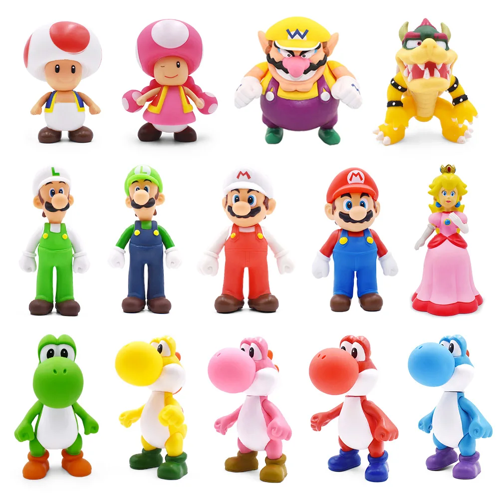 8-15cm Super Mario Figures Toys Mario Bros Bowser Luigi Koopa Yoshi Mario Maker Odyssey PVC Action Figure Model Dolls Toys Gift
