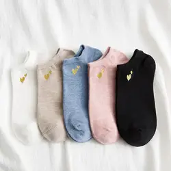 Dreamlikelin/короткие носки в Корейском стиле для девочек, хлопковые летние носки до щиколотки, яркие золотые носки с двойной вышивкой в виде