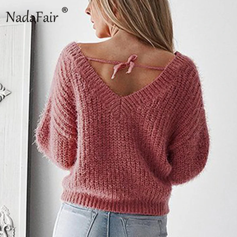 v neck lace up sweater women23