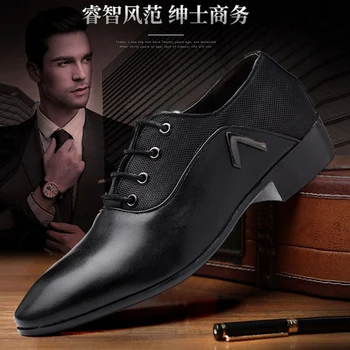 

Fashion Great Business Dress Men's Shoes Extra Large Pointed Toe with Shockproof Breathable & Massage Casual Leather Shoes Male