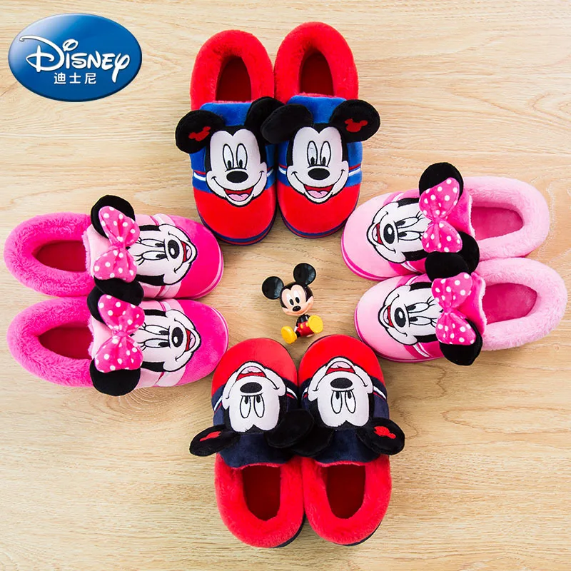 Домашняя обувь Disney с мультяшным Микки из хлопка новинка 2019 теплая детская осенне