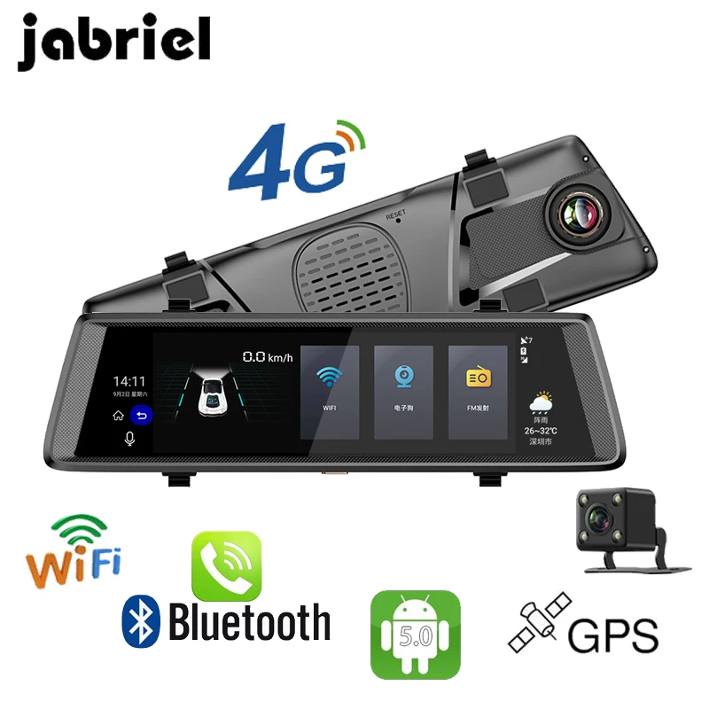 

Jabriel Android 4G 10 Inch Touch ADAS Rear View Mirror Car DVR Dash Camera Portable Video Recorder Full HD 1080P GPS Navigation