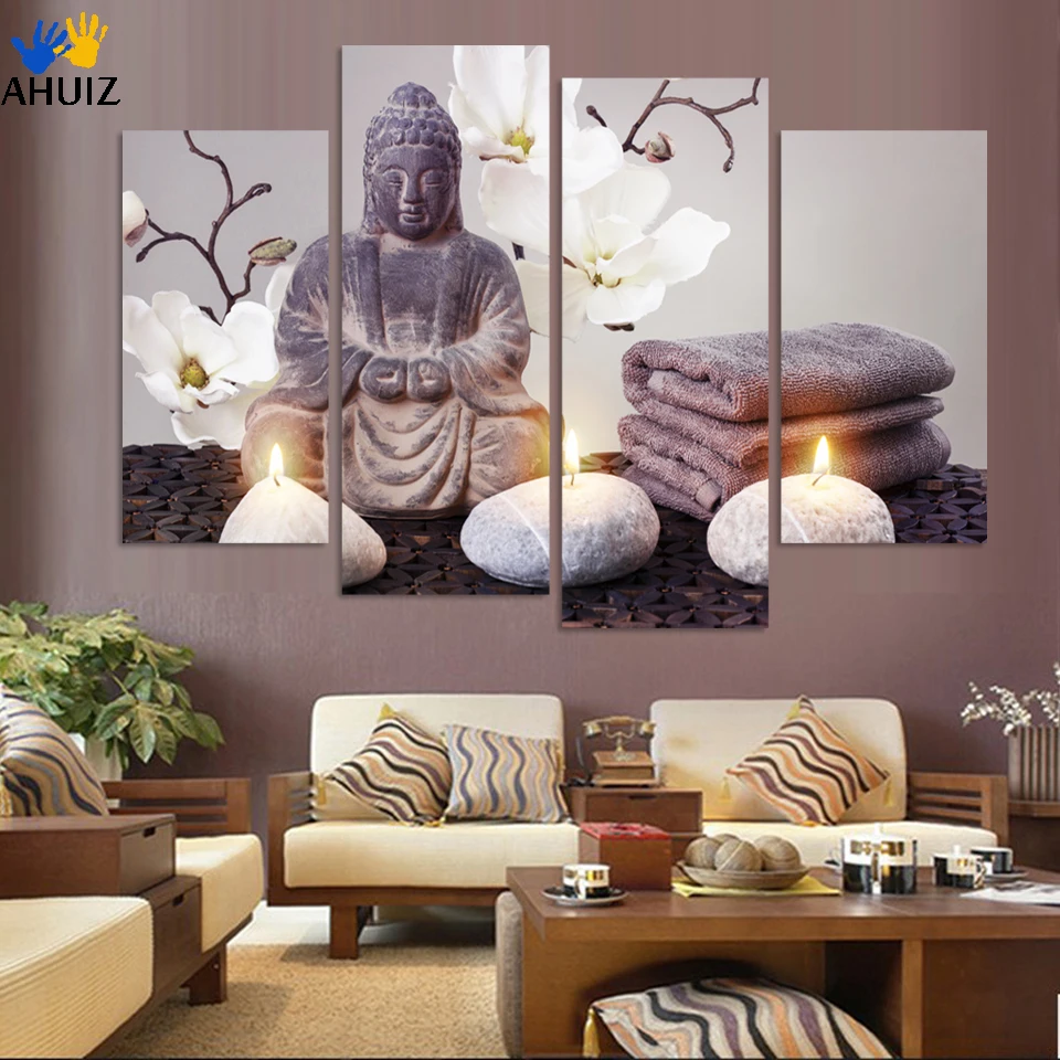 

4 Piece Canvas Art Modern Printed Buddha Painting Picture Decoration Buddha Paintings Wall Canvas Pictures For Living Room FX024