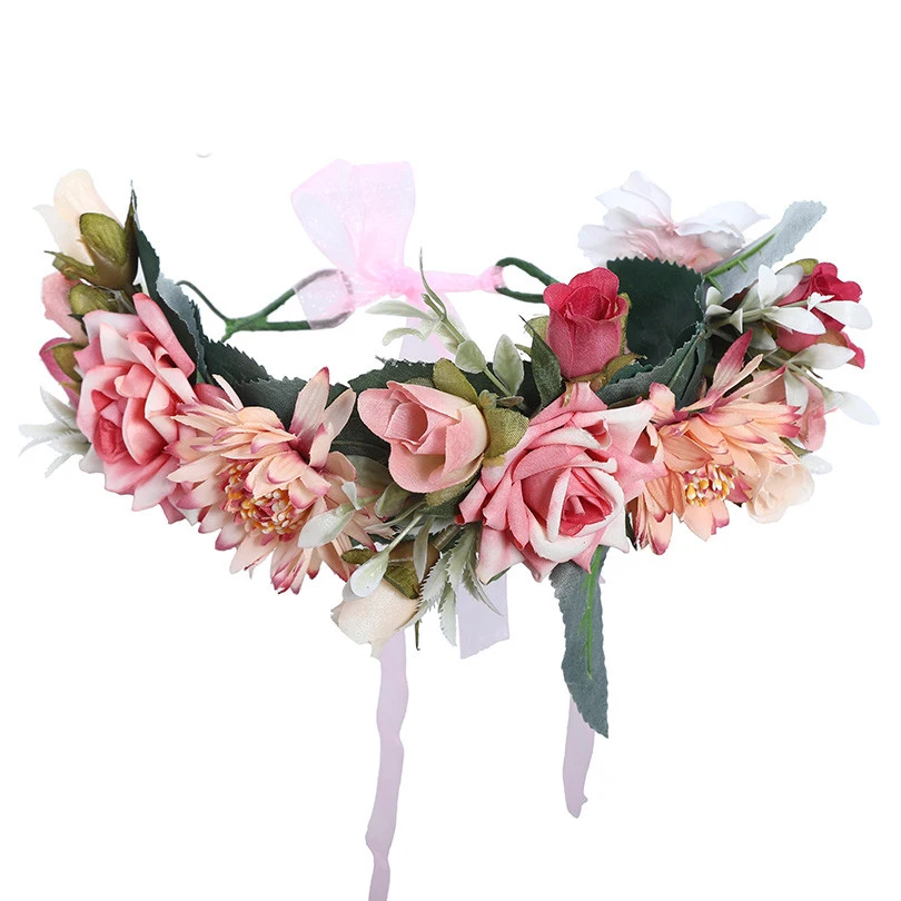 

Haimeikang Women Bezel Flower Crown Bridal Floral Headband Wreath New Spring Girls Wedding Hair Accessories Bridesmaid Tiara
