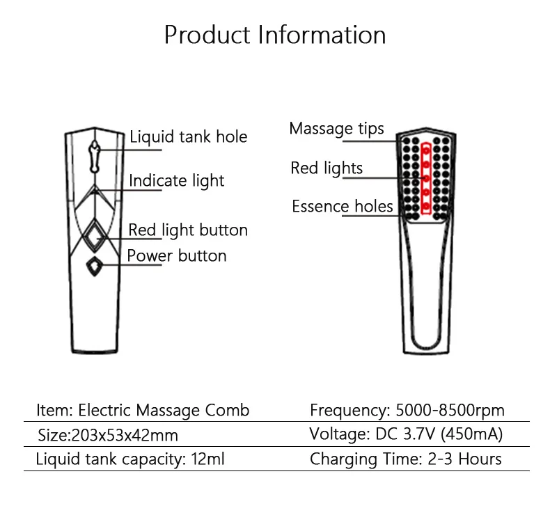 Pente de Massagem Evitar a Perda de Cabelo Promover o Crescimento do Cabelo Elétrica Vibração Massageador Massagem Couro Cabeludo Luz Vermelha Simular Folículo 30 Cheap Cabeça de Massagem Massagem Instrumento