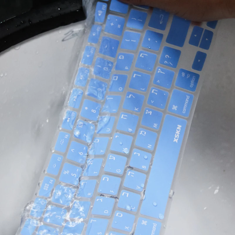 Синяя силиконовая клавиатура XSKN с ивритом Isreal для старого Macbook Pro Air 13/15/17