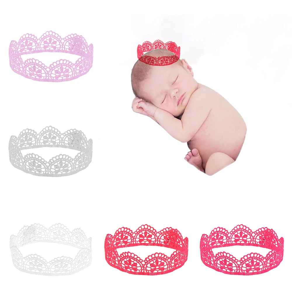 

0-3 months Newborn Baby Photography Props Baby Lace Crown Newborn Hairband Photography Accessories Crochet Baby Cute Hats
