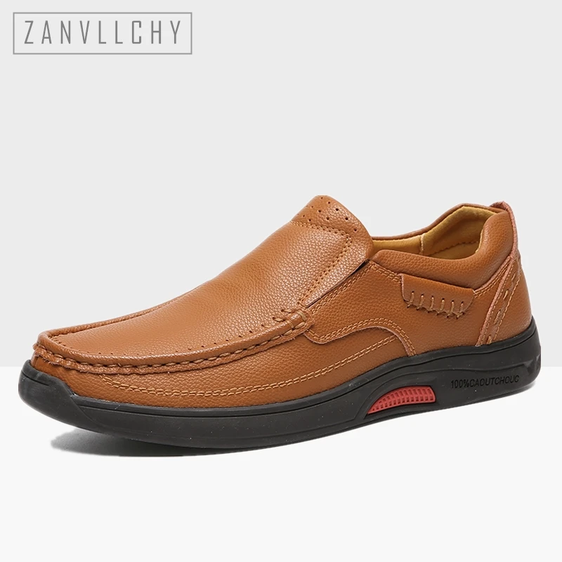 

Luxury 100% Genuine Leather Shoes Men Cow Leather Casual Shoes Male Outdoor High Quality Men Flats Walking Lace-Up Man Footwear
