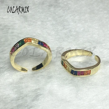 

10piece Rainbow crystal rings wave rings summer colors crystal rings accessories jewels for women zircon jewelry party ring 5615