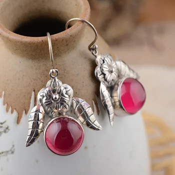 

Deer king Yin Shihong corundum wholesale S925 silver inlaid Antique Style Earrings New female personality