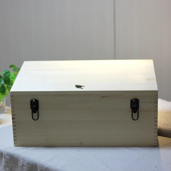 Pine box extra large lockable solid wood large wooden box storage box finishing lockable storage