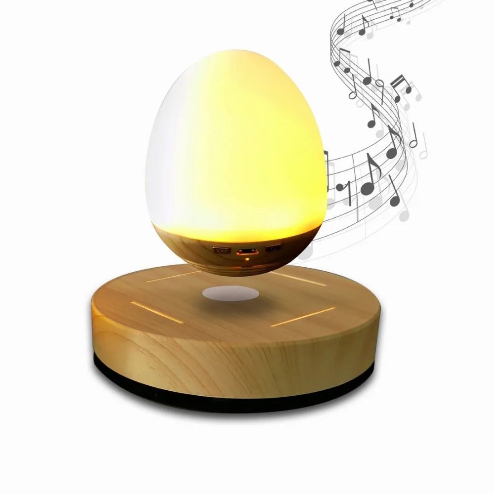 

LED Bulb Magnetic Levitating Bluetooth Speaker Wood Grain Base Floating Maglev Speaker Night Light Lamp EU US UK AU Plug Gift
