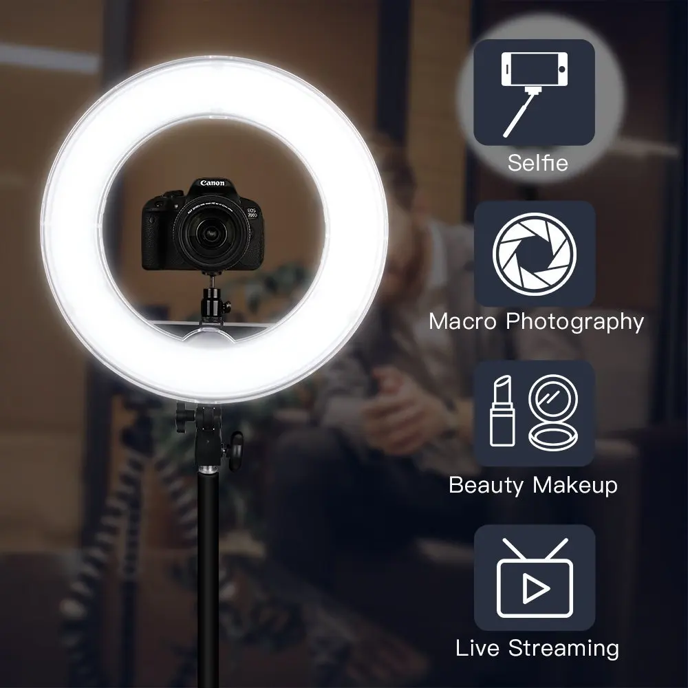 Capsaver 12 дюймов светодиодный светильник-кольцо, светильник для фотосъемки, круглый светильник для Youtube, фото-камеры, телефона, студийной видеосъемки, высокий CRI 5500K