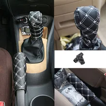 Нескользящий комплект из двух предметов, универсальные ручные тормозные накладки, чехол для автомобиля, искусственная кожа, ручка переключения передач