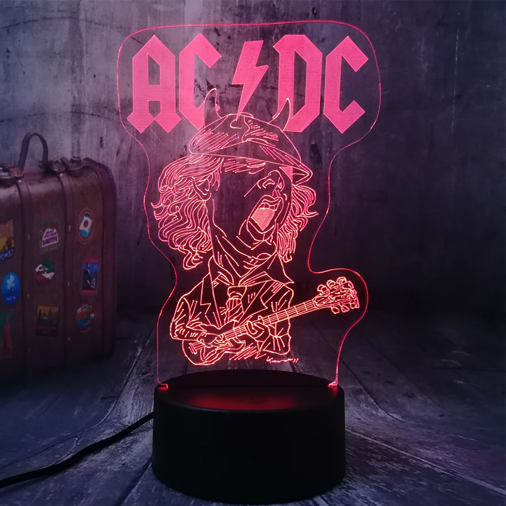 Прохладный AC/DC рок группа музыкальные вентиляторы лучший подарок светодиодный 3d-ночник USB лампа настольная акриловая комната Домашний декор День рождения Рождественский подарок