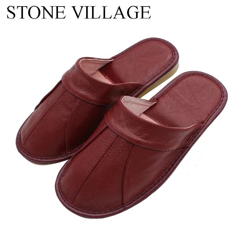 móvil participar cilindro STONE VILLAGE sandalias de cuero de vaca para hombre y mujer, zapatos  antideslizantes para el hogar, talla 35 44|Zapatillas| - AliExpress