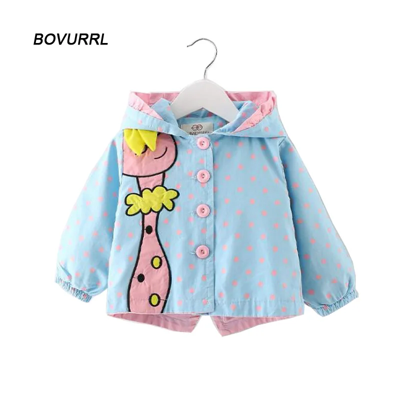 

Baby Girls Jackets Hooded Windproof Kid's Clothing Cartoon Pattern Girls Coats 2018 Spring Children Outerwear & Coats