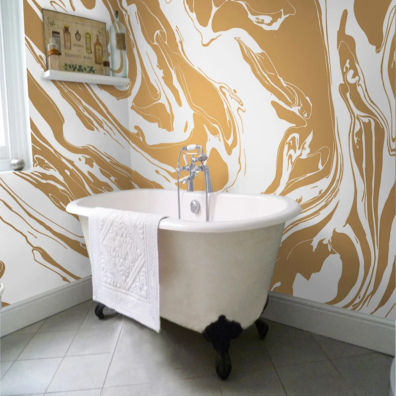 Custom Self adhesive Bathroom 3D Mural Wallpaper Modern Abstract Art