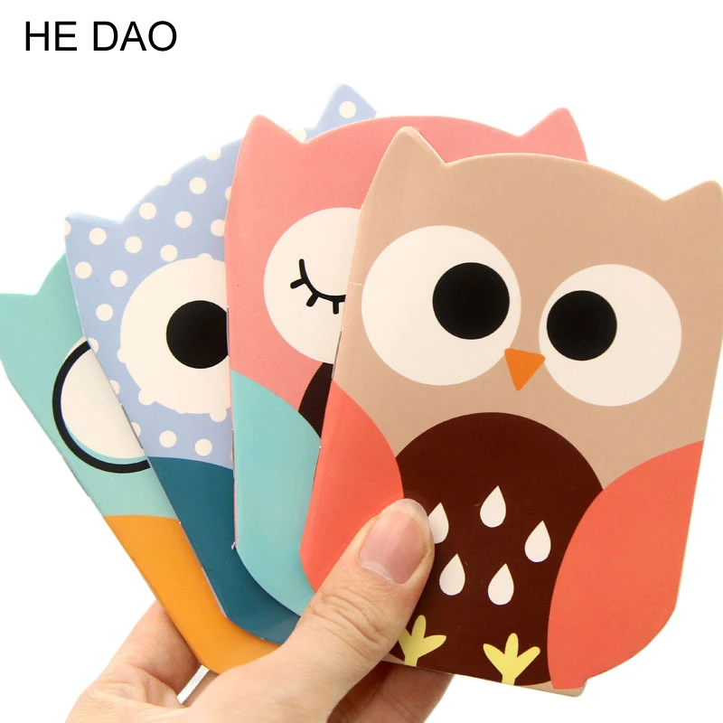 Novedad búho dibujos animados animales Mini cuaderno diario bolsillo Bloc de notas regalo promocional papelería Fod