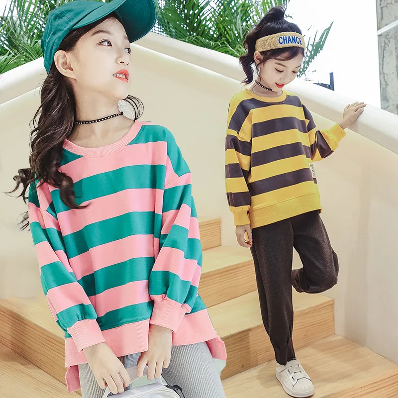 

Hoodies For Girls Spring Baby Girl Clothes Striped Girls Spring Sweatshirt Teenage Sweatshirt Children Clothing Big Girls 12 14
