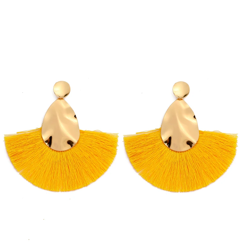 

CWEEL Big Drop Earring For Women Female 2019 Yellow Earings Fashion Jewelry Statement Hanging Vintage Circle Earrings