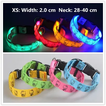 

Pet LED Collar Puppy led Necklace Night Safety Glow Flashing Dog Cat Collars 2.0 width XS led collar for small dogs cats A51