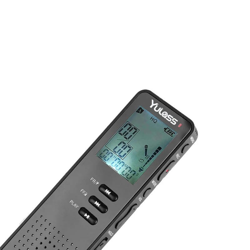 Digital Voice Recorder by Yulass 8GB Dictaphone Professional Portable Sound Audio Recorder with Mp3 Player/TF Card to 64GB Black