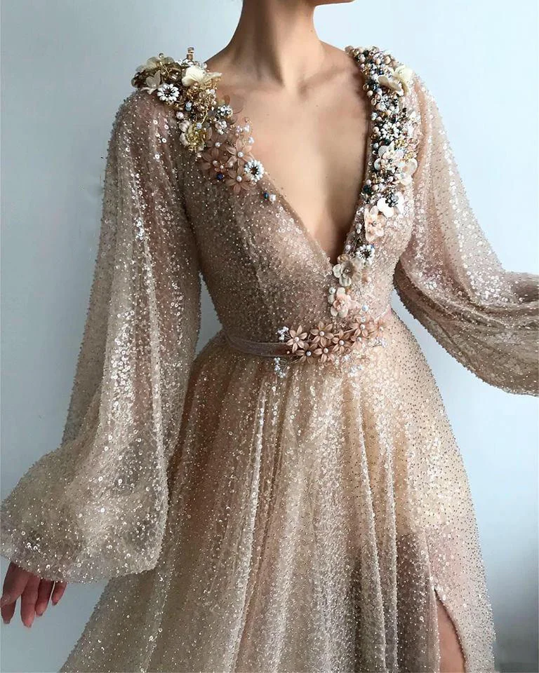 gold-sparkly-sexy-2019-african-evening-dresses-deep-v-neck-long-sleeves-beaded-sequined-prom-dresses-high-split-formal-party-bridesmaid-gown