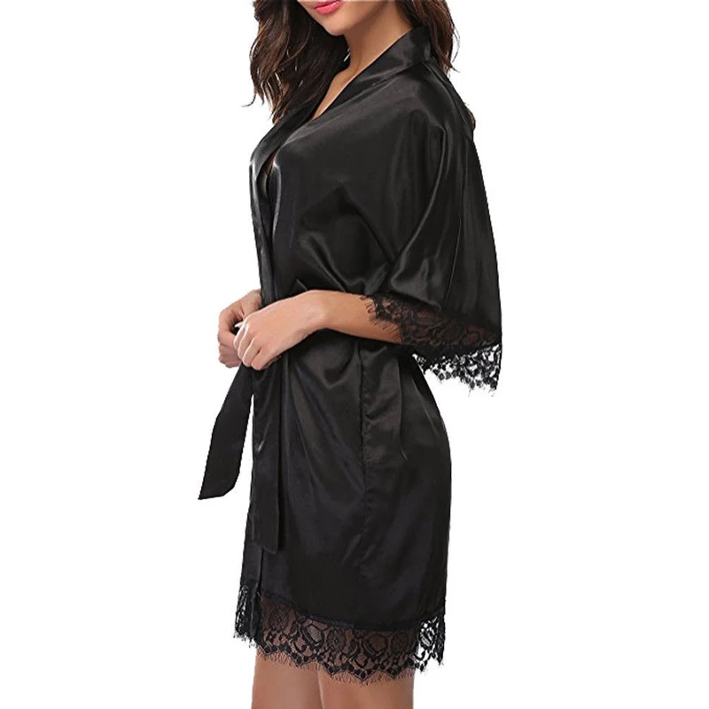 Сексуальный женский кружевной халат, одежда для сна, модное черное кимоно, кружевной халат, большой размер, женская одежда для сна, Мини Короткие халаты