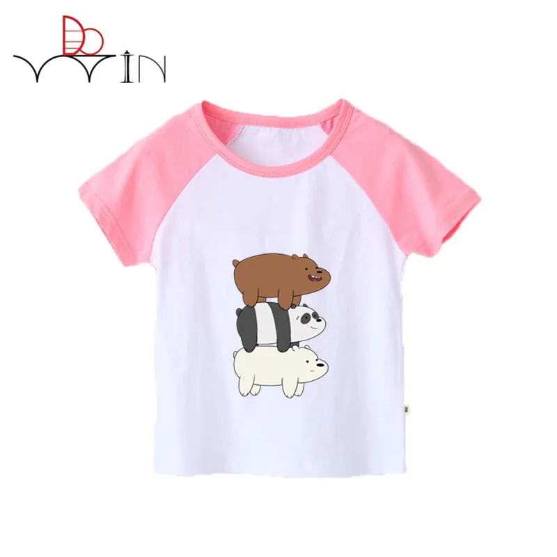 Джинсы для маленьких мальчиков или девочек мы вся правда о медведях детская футболка натуральный хлопок с круглым вырезом детская футболка детская для младенцев, костюм для маленьких детей, футболка - Цвет: pink3