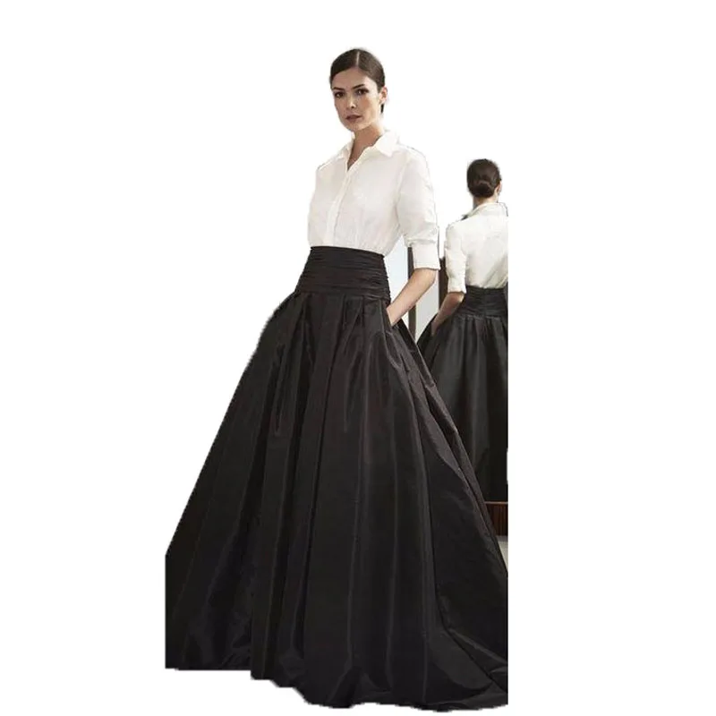 Официальная длинная юбка для офисных леди, черное сатиновое бальное платье, Женская длинная юбка с карманом, индивидуальные элегантные юбки для вечеринок