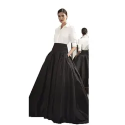 2017 Формальные Длинные юбки для женские офисные черные атласные бальное платье Для женщин Длинная юбка с карманом индивидуальные
