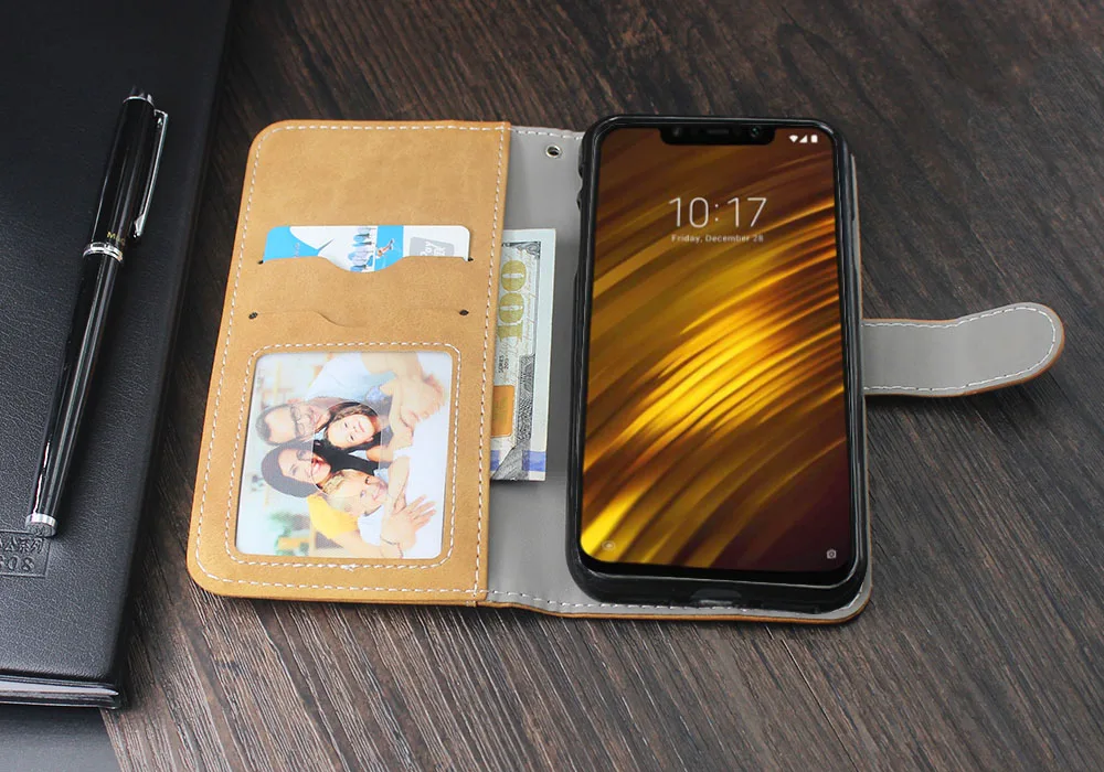 Luxury Vintage Case For Xiaomi Mi Note 2 3 10 Pocophone F1 Poco F2 M2 X2 Pro Case Flip Leather Silicone Wallet Cover Card Holder xiaomi leather case color