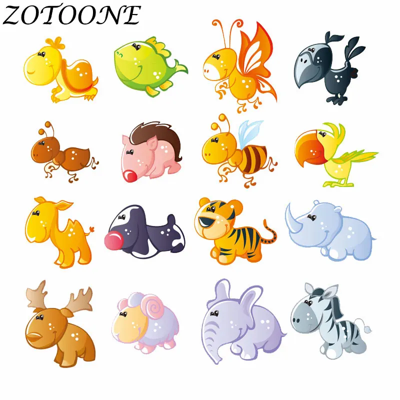 ZOTOONE DIY Heat Transfer Patches for Clothing Applique Baby Clothes Decoration Cute Cartoon Animal Combination Iron on Patches ZOTOONE DIY Heat Transfer Patches for Clothing Applique Baby Clothes Decoration Cute Cartoon Animal Combination Iron on Patches