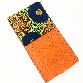 

Newest Design Nigerian Cord Lace Fabric African Orange Lace Fabric 3yards+2.5yards Hot African Ankara Fabric Wax Print Fabric
