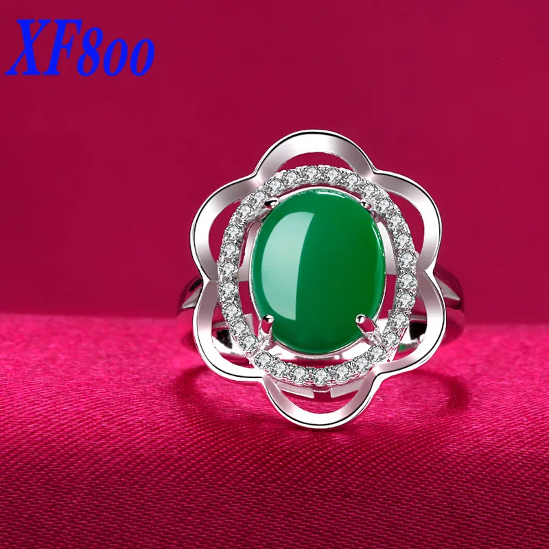 

XF800 new brand Adjustable 925 sterling silver ring ,Vintage green jade women rings best anniversary gift R07