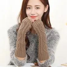 Для Женщин Осенние и зимние вязаные длинные перчатки женские с длинными рукавами перчатки без пальцев зимние теплые вязаная перчатка R039