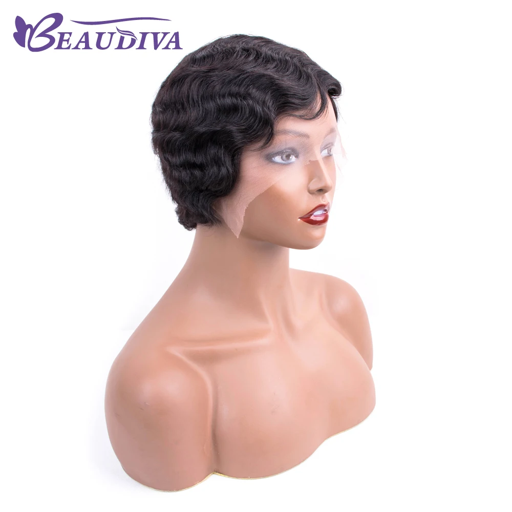 BEAUDIVA волосы короткие кружевные человеческие волосы парики для женщин бразильские волны океана Remy человеческие волосы без запаха