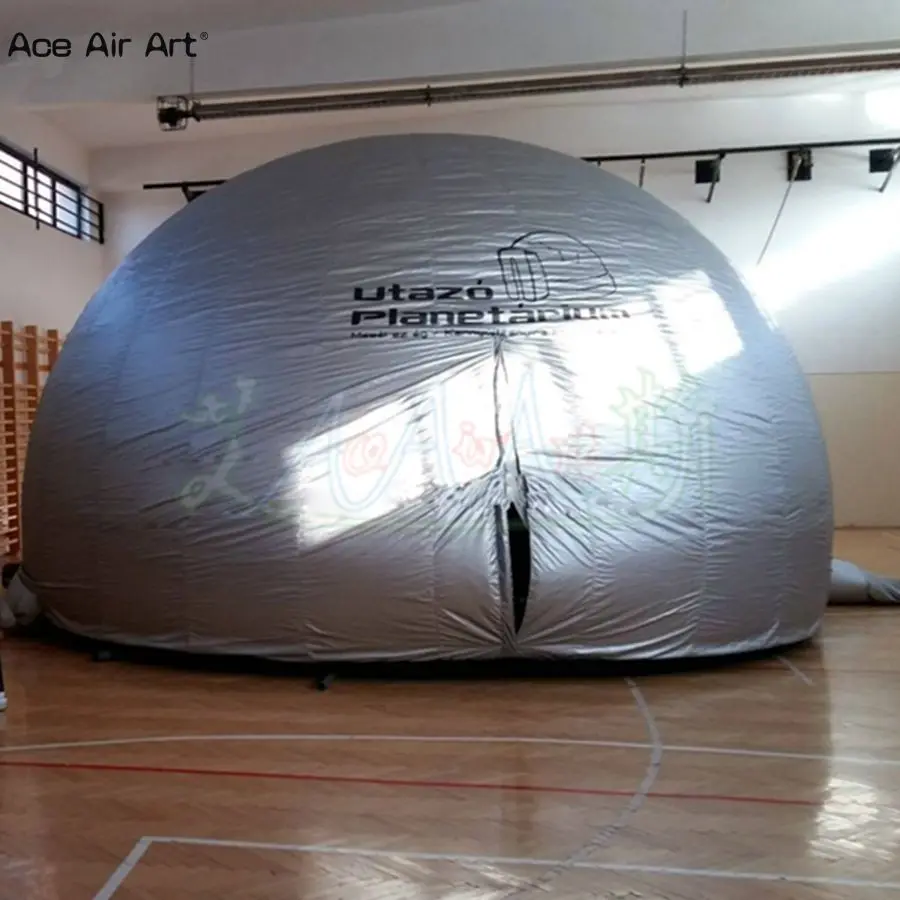 

Silver color inflatable astronomic planetarium tent,science Discovery dome marquee with zipper entry/logo for school education