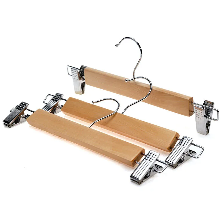 

[Free Shipping] Natural Wooden Hanger with Clips for Pants,Trousers (10 pieces/ lot)